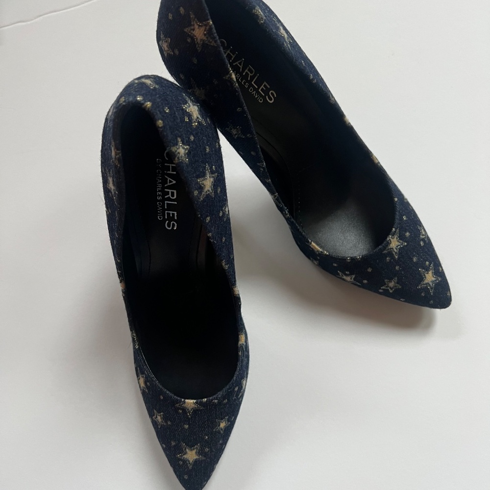 Free People Charles By Charles David Denim Star Stiletto Heels Women's size 9M - Picture 2 of 8
